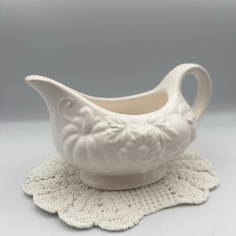 Table Tops‎ Gallery Gravy Boat in White by Harvest Design Pumpkin Thanksgiving